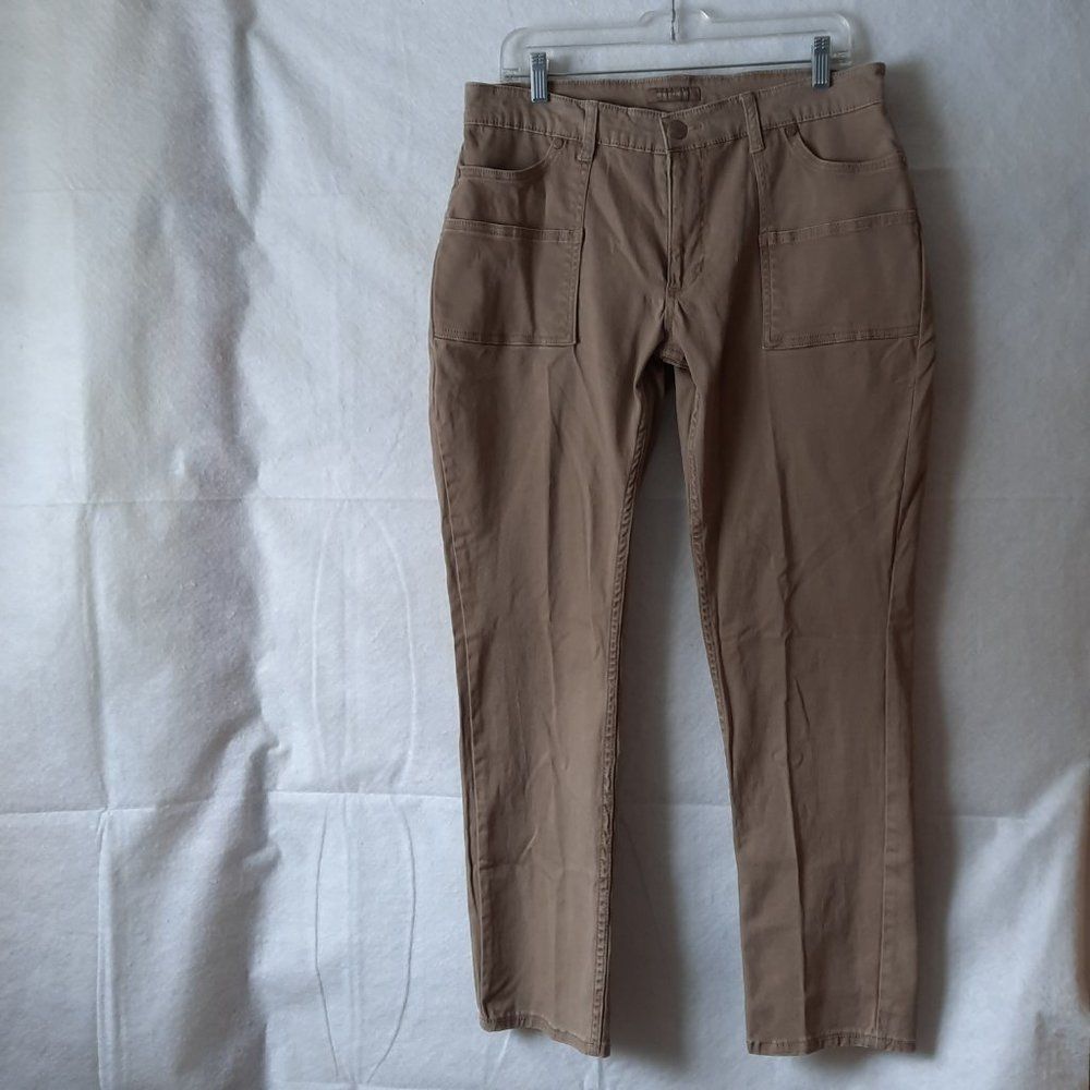 Bit & Bridle Brushed Cotton Khaki Straight Leg Mid Rise Pant Ladies Size 14